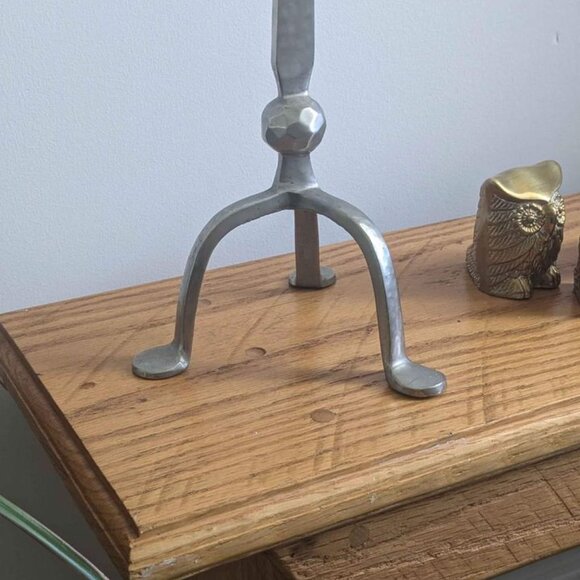 Vintage Hand Forged Metal Candle Holder Three Legged - Picture 7 of 11